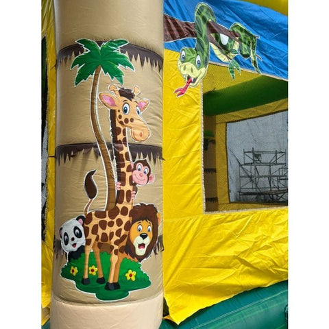 POGO Inflatable Bouncers 14.5'H Crossover Tropical Jungle Smiley Face Inflatable Bounce House with Blower by POGO 781880278535 6167 14.5H Crossover Tropical Jungle Smiley Bounce House Blower POGO