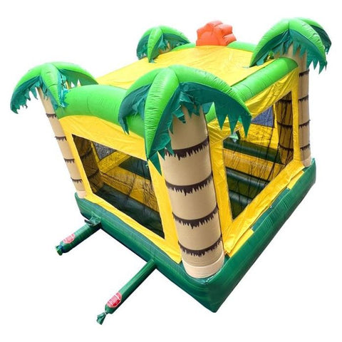 POGO Inflatable Bouncers 14.5'H Crossover Tropical Jungle Smiley Face Inflatable Bounce House with Blower by POGO 781880278535 6167 14.5H Crossover Tropical Jungle Smiley Bounce House Blower POGO