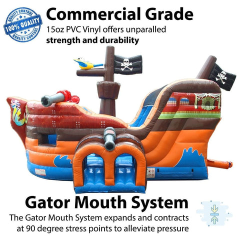 POGO Inflatable Bouncers 14'H Deluxe Pirate Ship Bounce House and Slide Combo with Blower by POGO 754972361040 19 14' Deluxe Pirate Ship Bounce House and Slide Combo Blower by POGO