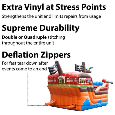 POGO Inflatable Bouncers 14'H Deluxe Pirate Ship Bounce House and Slide Combo with Blower by POGO 754972361040 19 14' Deluxe Pirate Ship Bounce House and Slide Combo Blower by POGO