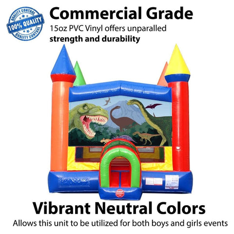 POGO Inflatable Bouncers 15.5' H Rainbow Modular Bounce House with Blower and Dinosaur Art Panel by POGO 754972336567 7492-1987 15.5' H Rainbow Modular Bounce House with Blower and Dinosaur Art Panel