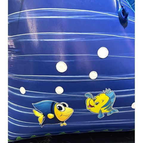 POGO Inflatable Bouncers 15'H Crossover Blue Wave Inflatable Water Slide with Blower and Pool by POGO 840344503139 6249 15'H Crossover Blue Wave Inflatable Water Slide with Blower Pool POGO