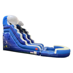 15'H Crossover Blue Wave Inflatable Water Slide with Blower and Pool by POGO