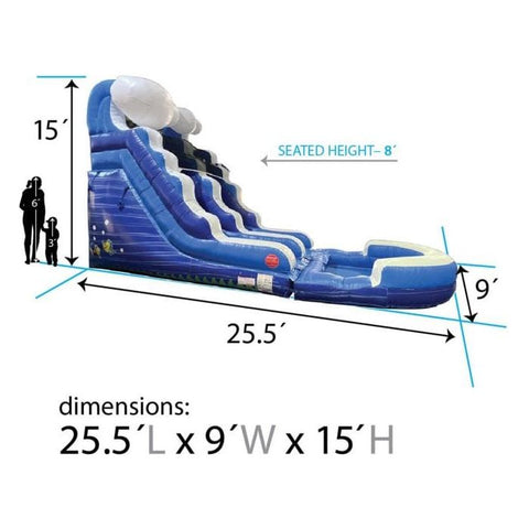 POGO Inflatable Bouncers 15'H Crossover Blue Wave Inflatable Water Slide with Blower and Pool by POGO 840344503139 6249 15'H Crossover Blue Wave Inflatable Water Slide with Blower Pool POGO