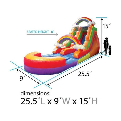 POGO Inflatable Bouncers 15'H Crossover Rainbow Cloud Inflatable Water Slide with Blower and Pool by POGO 840344503009 6248 15'H Crossover Rainbow Cloud Inflatable Water Slide Blower Pool POGO