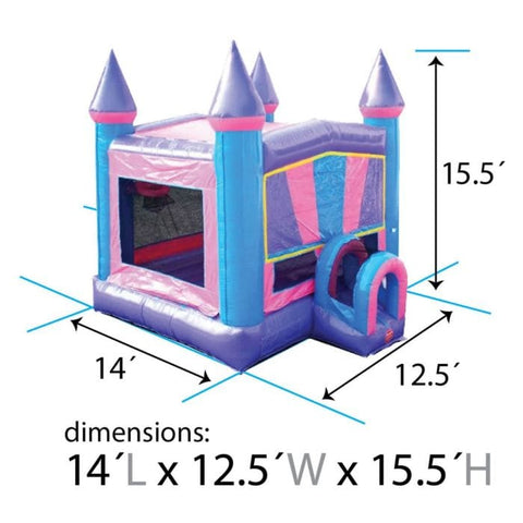 POGO Inflatable Bouncers 15'H Modular Pink Inflatable Bounce House with Blower and Princess Art Panel by POGO 754972336529 1986 15' Modular Pink Inflatable Bounce House w Blower & Princess Art Panel