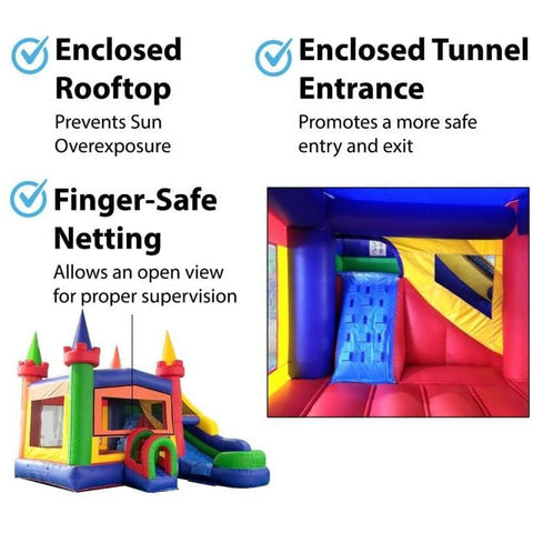 16'H Modular Modern Rainbow Inflatable Water Slide Bounce House Combo with Blower by POGO