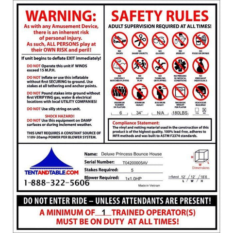 POGO Inflatable Bouncers 18'H Deluxe Princess Inflatable Bounce House with Blower by POGO 754972363280 1200 18'H Deluxe Princess Inflatable Bounce House with Blower by POGO 1200