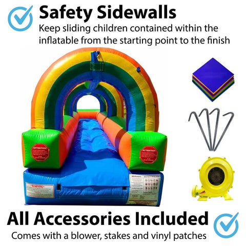 POGO Inflatable Bouncers 25'L Crossover Rainbow Slip n Slide with Blower, Backyard Party Package by POGO 781880284086 5515 25'L Crossover Rainbow Slip n Slide Blower Backyard Party POGO #5515