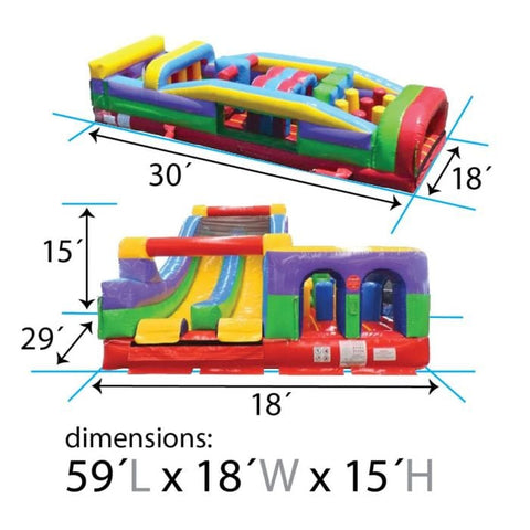 POGO Inflatable Bouncers 59'H Retro SUPER 2-Piece Radical 7E Obstacle Course by POGO 754972360708 593 59'H Retro SUPER 2-Piece Radical 7E Obstacle Course by POGO SKU# 593