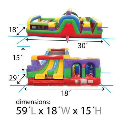 POGO Inflatable Bouncers 59'H Retro SUPER 2-Piece Radical Obstacle Course by POGO 754972360715 595 59'H Retro SUPER 2-Piece Radical Obstacle Course by POGO SKU# 595