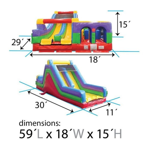 POGO Inflatable Bouncers 59'H Retro SUPER 2-Piece Radical Obstacle Course Climb Course by POGO 754972360722 596