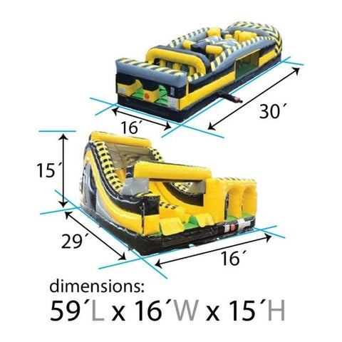 POGO Inflatable Bouncers 59'H Venom SUPER 2-Piece Radical 7E Dual Obstacle Course by POGO 754972360869 614