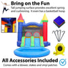 Image of POGO Inflatable Bouncers Crossover Rainbow Dual Lane Bounce House Slide with Pool with Blower, Backyard Party Package by POGO 12.5' H Modular Tropical Bounce House with Blower and Jungle Art Panel