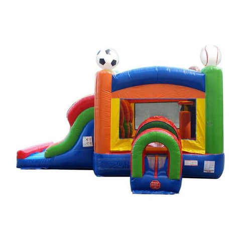 POGO Inflatable Bouncers Kids Sports Bounce House and Double Lane Slide Combo with Blower by POGO 781880283966 358 Kids Sports Bounce House and Double Lane Slide Combo with Blower