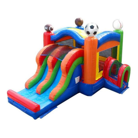 POGO Inflatable Bouncers Kids Sports Bounce House and Double Lane Slide Combo with Blower by POGO 781880283966 358 Kids Sports Bounce House and Double Lane Slide Combo with Blower