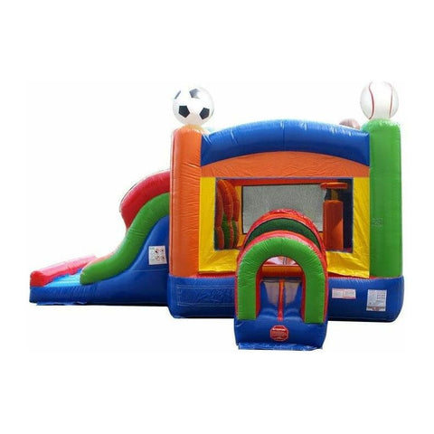 POGO Inflatable Bouncers Kids Sports Bounce House and Double Lane Slide Combo with Blower by POGO 781880283966 358 Kids Sports Bounce House and Double Lane Slide Combo with Blower