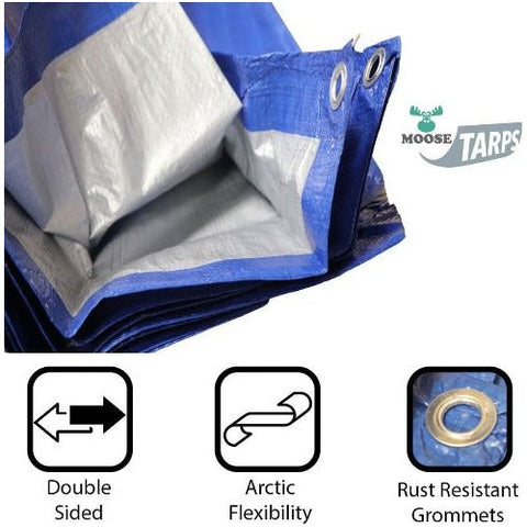 POGO Tarps 10' x 40' Blue & Silver Multi-Purpose Water Resistant Poly Tarp Cover by POGO 754972337878 267 10' x 40' Blue & Silver Multi-Purpose Water Resistant Poly Tarp Cover
