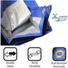 Image of POGO Tarps 10' x 40' Blue & Silver Multi-Purpose Water Resistant Poly Tarp Cover by POGO 754972337878 267 10' x 40' Blue & Silver Multi-Purpose Water Resistant Poly Tarp Cover