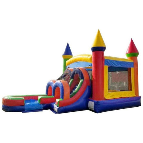 POGO Water Parks & Slides 14.5'H Kids Modern Rainbow Water Slide Bounce House Combo with Blower by POGO 754972338219 1897 14.5'H Kids Modern Rainbow Water Slide Bounce House Combo Blower POGO
