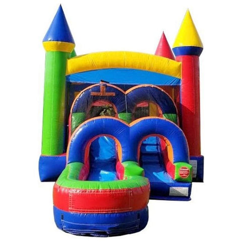 POGO Water Parks & Slides 14.5'H Kids Modern Rainbow Water Slide Bounce House Combo with Blower by POGO 754972338219 1897 14.5'H Kids Modern Rainbow Water Slide Bounce House Combo Blower POGO