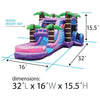 Image of POGO Water Slides Mega Tropical Purple Marble Water Slide Bounce House Combo with Blower by POGO 754972360562 3208 Mega Tropical Purple Marble Water Slide Bounce House Combo with Blower