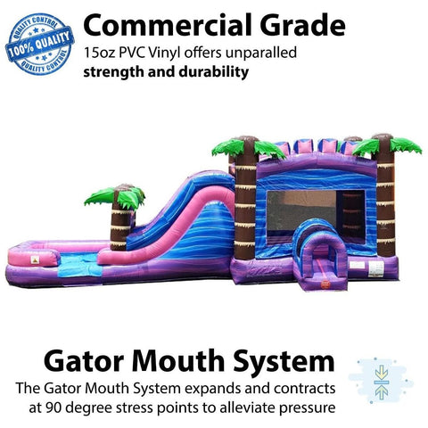 POGO Water Slides Mega Tropical Purple Marble Water Slide Bounce House Combo with Blower by POGO 754972360562 3208 Mega Tropical Purple Marble Water Slide Bounce House Combo with Blower