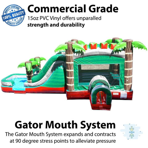 POGO Water Slides Mega Tropical Red Marble Water Slide Bounce House Combo with Blower by POGO 754972360807 3356 Mega Tropical Red Marble Water Slide Bounce House Combo with Blower