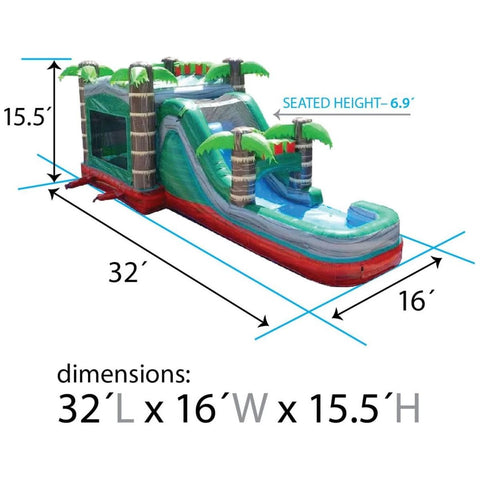 POGO Water Slides Mega Tropical Red Marble Water Slide Bounce House Combo with Blower by POGO 754972360807 3356 Mega Tropical Red Marble Water Slide Bounce House Combo with Blower