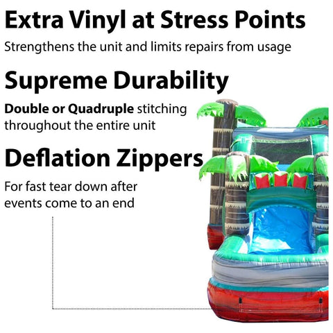 POGO Water Slides Mega Tropical Red Marble Water Slide Bounce House Combo with Blower by POGO 754972360807 3356 Mega Tropical Red Marble Water Slide Bounce House Combo with Blower