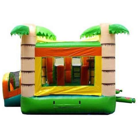 POGO WET N DRY COMBOS 13.5' H  Kids Tropical Bounce House and Double Lane Slide Combo with Blower by POGO 754972356343 2482 Kids Tropical Bounce House and Double Lane Slide Combo with Blower