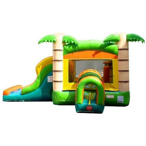 POGO WET N DRY COMBOS 13.5' H  Kids Tropical Bounce House and Double Lane Slide Combo with Blower by POGO 754972356343 2482 Kids Tropical Bounce House and Double Lane Slide Combo with Blower