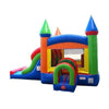 Image of POGO WET N DRY COMBOS Kids Modern Rainbow Bounce House and Double Lane Slide Combo with Blower by POGO 754972356060 2480 Kids Modern Rainbow Bounce House and Double Lane Slide Combo w Blower
