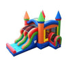 Image of POGO WET N DRY COMBOS Kids Modern Rainbow Bounce House and Double Lane Slide Combo with Blower by POGO 754972356060 2480 Kids Modern Rainbow Bounce House and Double Lane Slide Combo w Blower