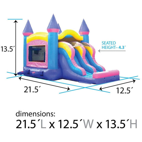POGO WET N DRY COMBOS Kids Pink Bounce House and Double Lane Slide Combo with Blower by POGO 754972360586 2481