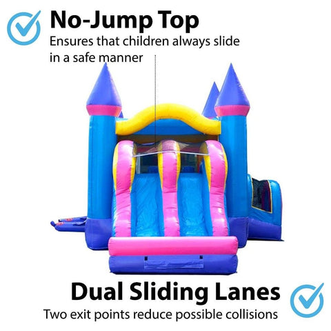 POGO WET N DRY COMBOS Kids Pink Bounce House and Double Lane Slide Combo with Blower by POGO 754972360586 2481