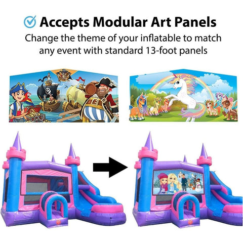 POGO WET N DRY COMBOS Modular Pink Castle Water Slide Bounce House Combo with Blower by POGO 754972338295 7001