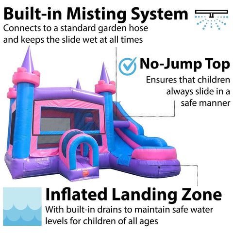POGO WET N DRY COMBOS Modular Pink Castle Water Slide Bounce House Combo with Blower by POGO 754972338295 7001