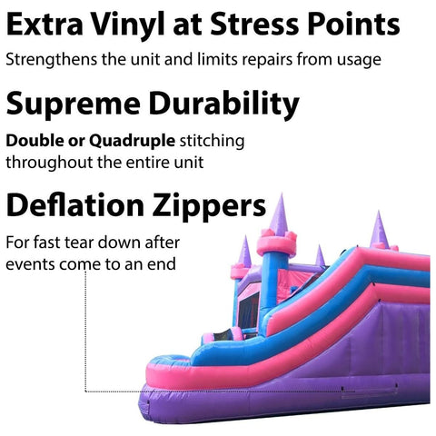 POGO WET N DRY COMBOS Modular Pink Castle Water Slide Bounce House Combo with Blower by POGO 754972338295 7001