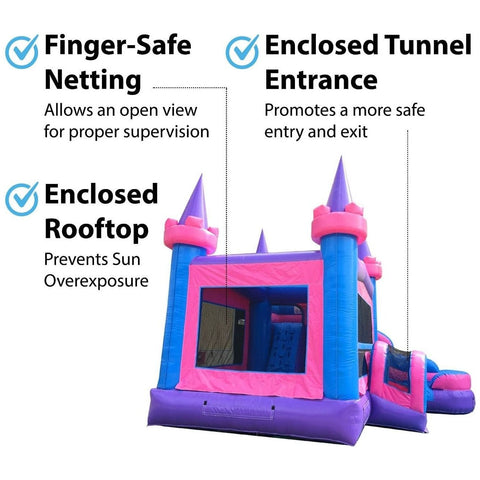 POGO WET N DRY COMBOS Modular Pink Castle Water Slide Bounce House Combo with Blower by POGO 754972338295 7001