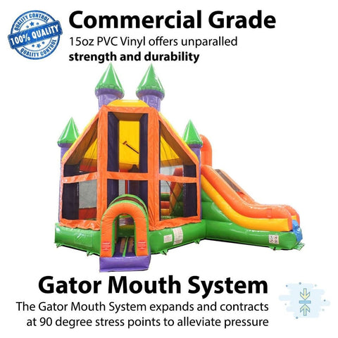 POGO WET N DRY COMBOS Rainbow Deluxe Inflatable Castle Bounce House Slide Combo w/ Blower by POGO 754972354882 2431 Rainbow Deluxe Inflatable Castle Bounce House Slide Combo w/ Blower