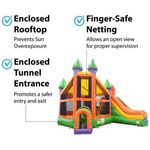 POGO WET N DRY COMBOS Rainbow Deluxe Inflatable Castle Bounce House Slide Combo w/ Blower by POGO 754972354882 2431 Rainbow Deluxe Inflatable Castle Bounce House Slide Combo w/ Blower