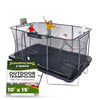 Image of JumpKing 10'x15' Rectangle Trampoline with 2 Powder Coated Basketball Hoops & Breakaway Rim and Ladder- Large Recreational Trampoline for Kids and Adults with Enclosure Net