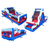 Image of MEGA Red, White, Blue 3-Piece Inflatable Obstacle Course Trio, with Blower
