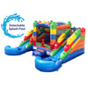 Image of Rental Lite Building Block Double Slide Bounce House Combo with Blower, Removable Pools