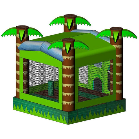 Rocket Inflatables Inflatable Bouncers 14.9'H 3D Palm Tree Burst With Grass Inflatable Bounce House With Hoop by Rocket Inflatables BOU-113-V3-13-Burst 14.9'H 3D Palm Tree Burst Grass Inflatable Bounce House Hoop Rocket Inflatables