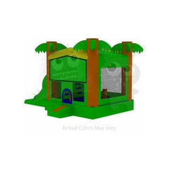 14'H Commercial Inflatable 4-in-1 Combo with Double Slide, Pop ups, Climbing Wall & Basketball Hoop by Rocket Inflatables