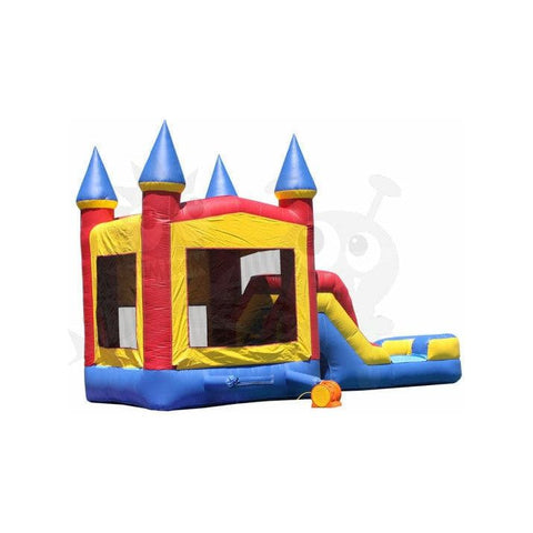 14'H Inflatable Mini Castle 5-in-1 Module Wet/Dry Combo Jumper, Slide Pool, Climbing Wall, and Basketball Hoop by Rocket Inflatables SKU #COM-511