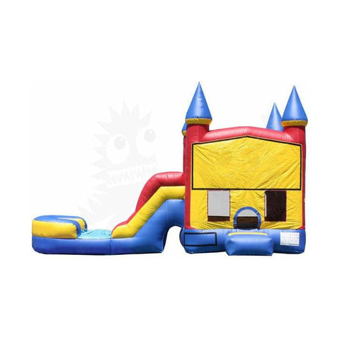 14'H Inflatable Mini Castle 5-in-1 Module Wet/Dry Combo Jumper, Slide Pool, Climbing Wall, and Basketball Hoop by Rocket Inflatables SKU #COM-511