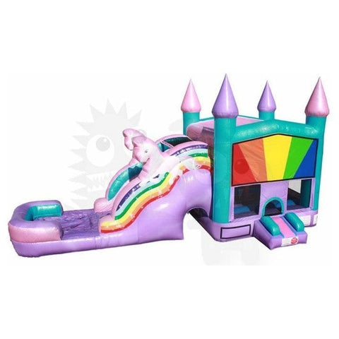 15'H Unicorn 5-in-1 Wet/Dry Glitter Rainbow Commercial Inflatable by Rocket Inflatables by Rocket Inflatables SKU#COM-529